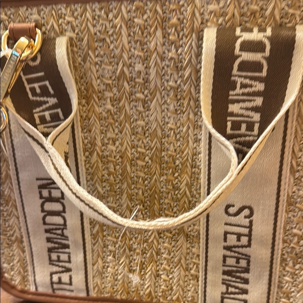 NWT Steve Madden Bwebber Straw Satchel Crossbody Bag - Cognac Brown  Vacation - Picture 5 of 16